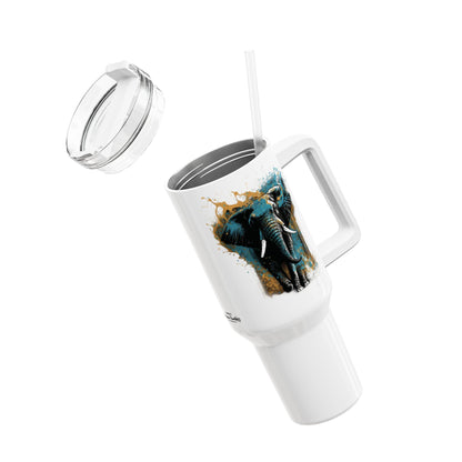 Tumbler-Becher, Edelstahl, Thermobecher, 1182 ml in weiß, Motiv: Elefant-Splash