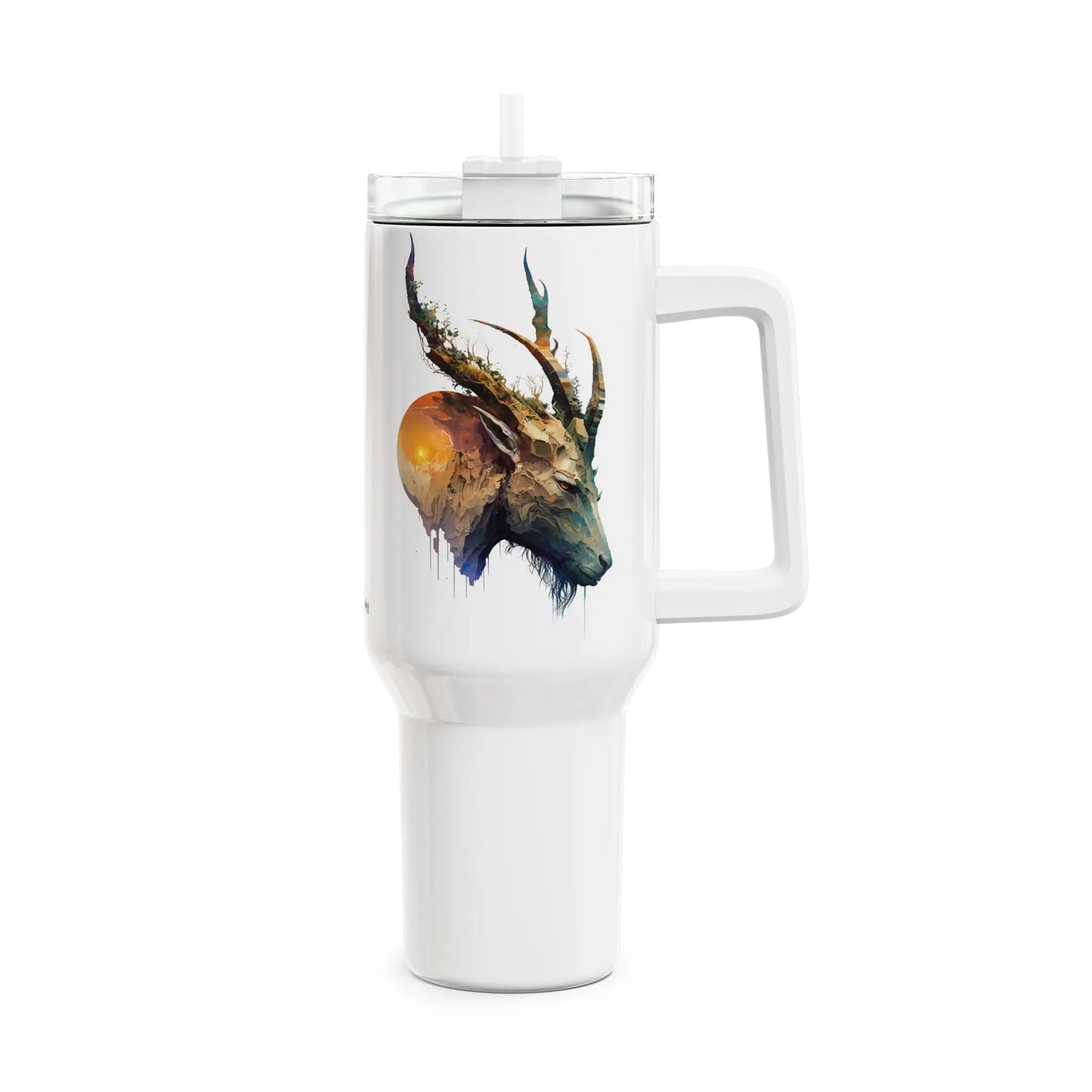 Tumbler-Becher, Edelstahl, Thermobecher, 1182 ml in weiß, Motiv: Antilope-Watercolor Printify