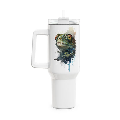 Tumbler-Becher, Edelstahl, Thermobecher, 1182 ml in weiß, Motiv: Frosch-Watercolor