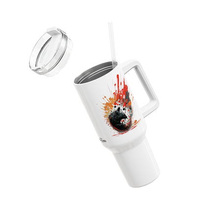 Tumbler-Becher, Edelstahl, Thermobecher, 1182 ml in weiß, Motiv: Maus-Splash