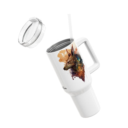 Tumbler-Becher, Edelstahl, Thermobecher, 1182 ml in weiß, Motiv: Känguru-Watercolor