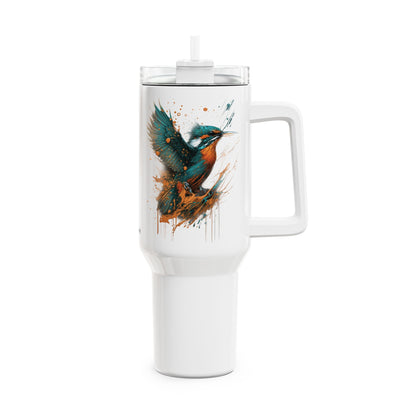 Tumbler-Becher, Edelstahl, Thermobecher, 1182 ml in weiß, Motiv: Eisvogel-Splash