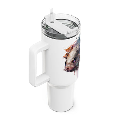 Tumbler-Becher, Edelstahl, Thermobecher, 1182 ml in weiß, Motiv: Maus-Watercolor