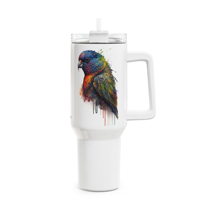 Tumbler-Becher, Edelstahl, Thermobecher, 1182 ml in weiß, Motiv: Regenbogenvogel-Watercolor