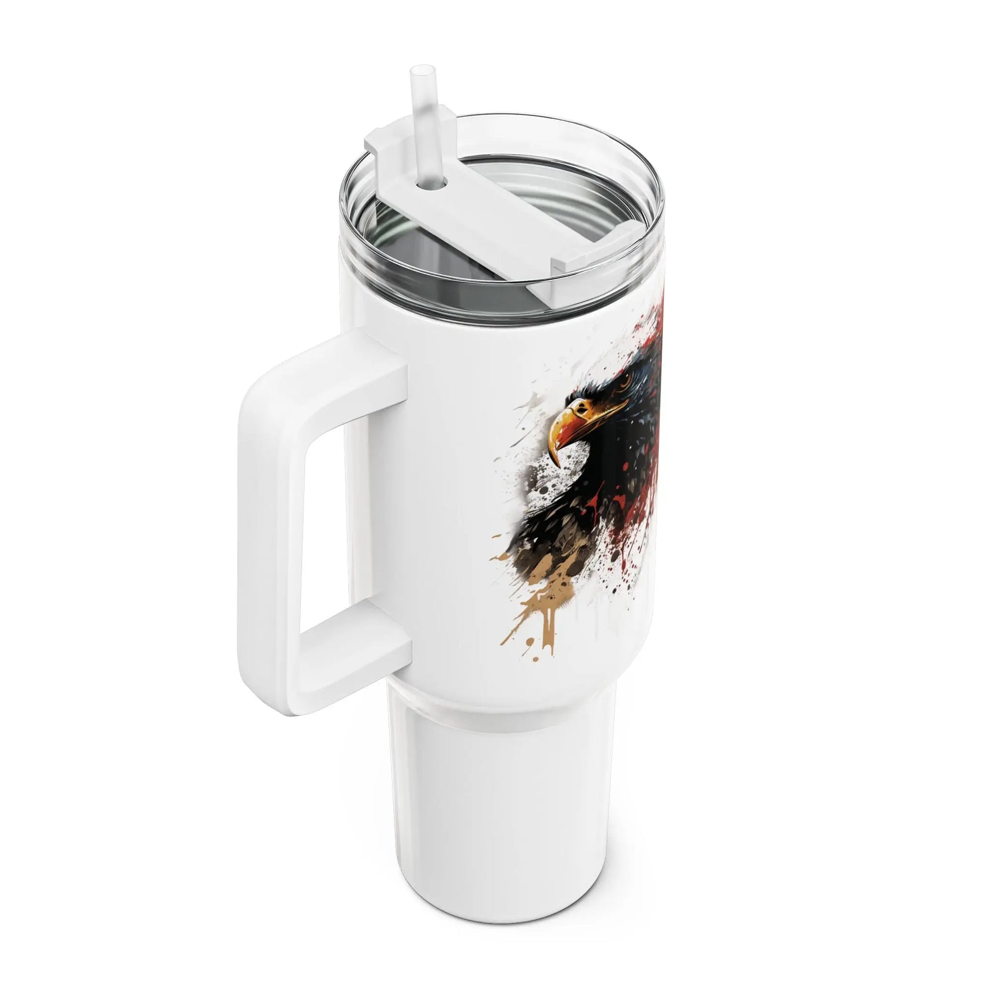 Tumbler-Becher, Edelstahl, Thermobecher, 1182 ml in weiß, Motiv: Adler-Splash Printify