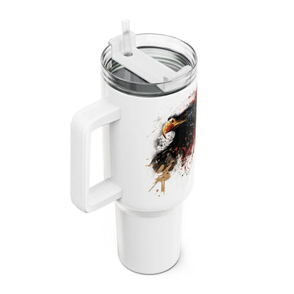 Tumbler-Becher, Edelstahl, Thermobecher, 1182 ml in weiß, Motiv: Adler-Splash Printify