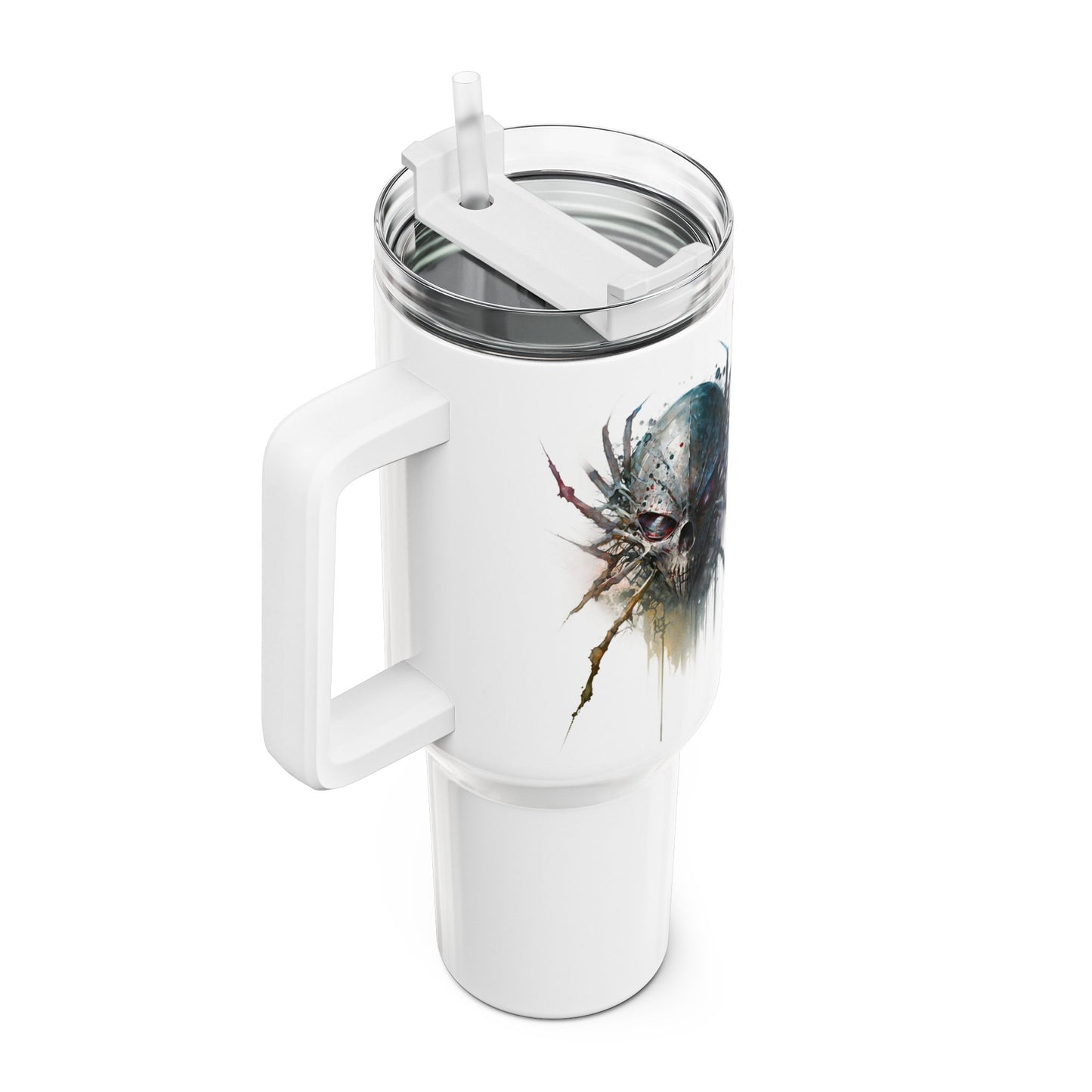Tumbler-Becher, Edelstahl, Thermobecher, 1182 ml in weiß, Motiv: Spinne-Watercolor