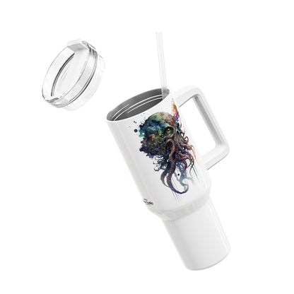 Tumbler-Becher, Edelstahl, Thermobecher, 1182 ml in weiß, Motiv: Oktopus-Watercolor