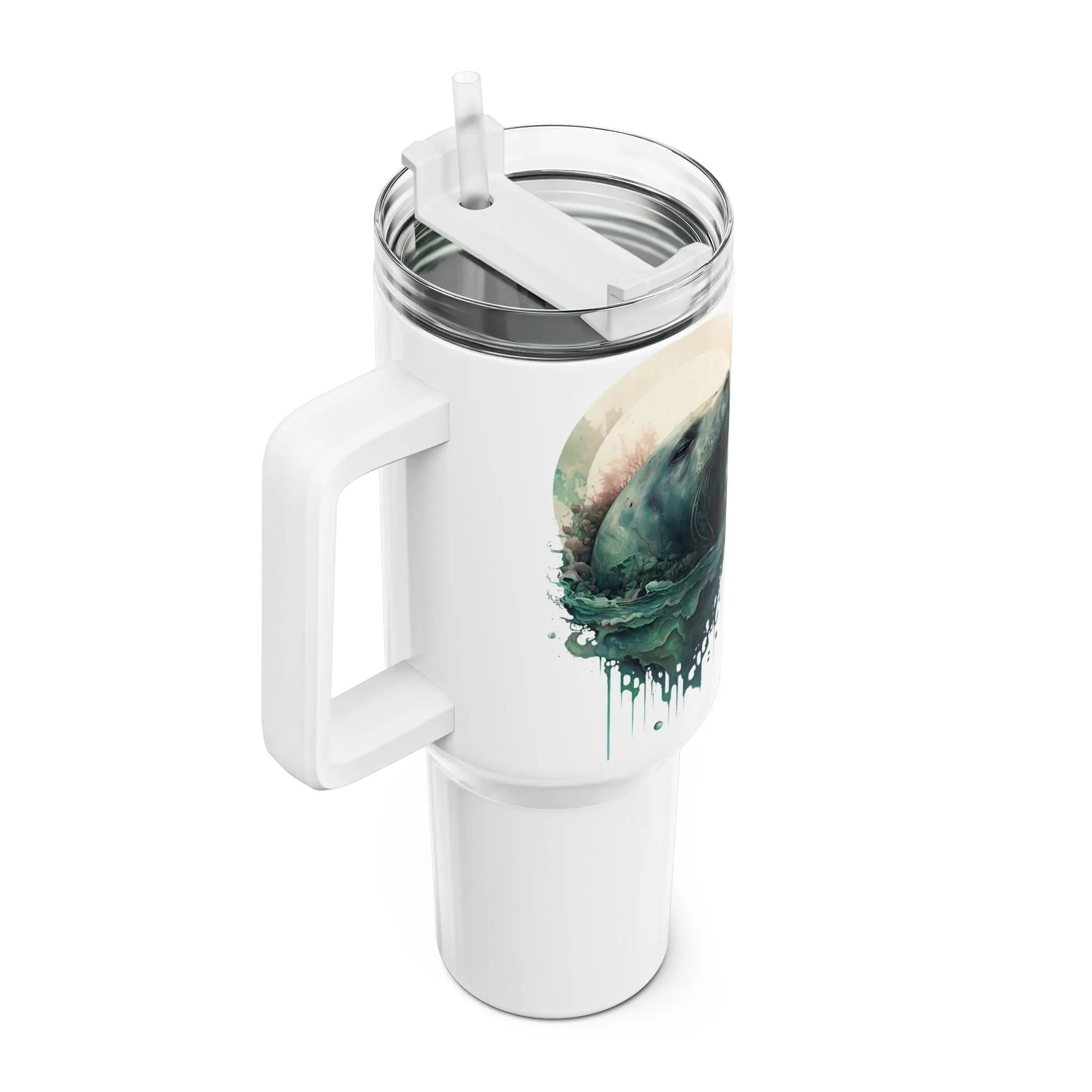 Tumbler-Becher, Edelstahl, Thermobecher, 1182 ml in weiß, Motiv: Seelöwe-Watercolor Printify