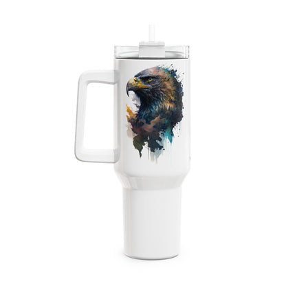 Tumbler-Becher, Edelstahl, Thermobecher, 1182 ml in weiß, Motiv: Adler-Watercolor
