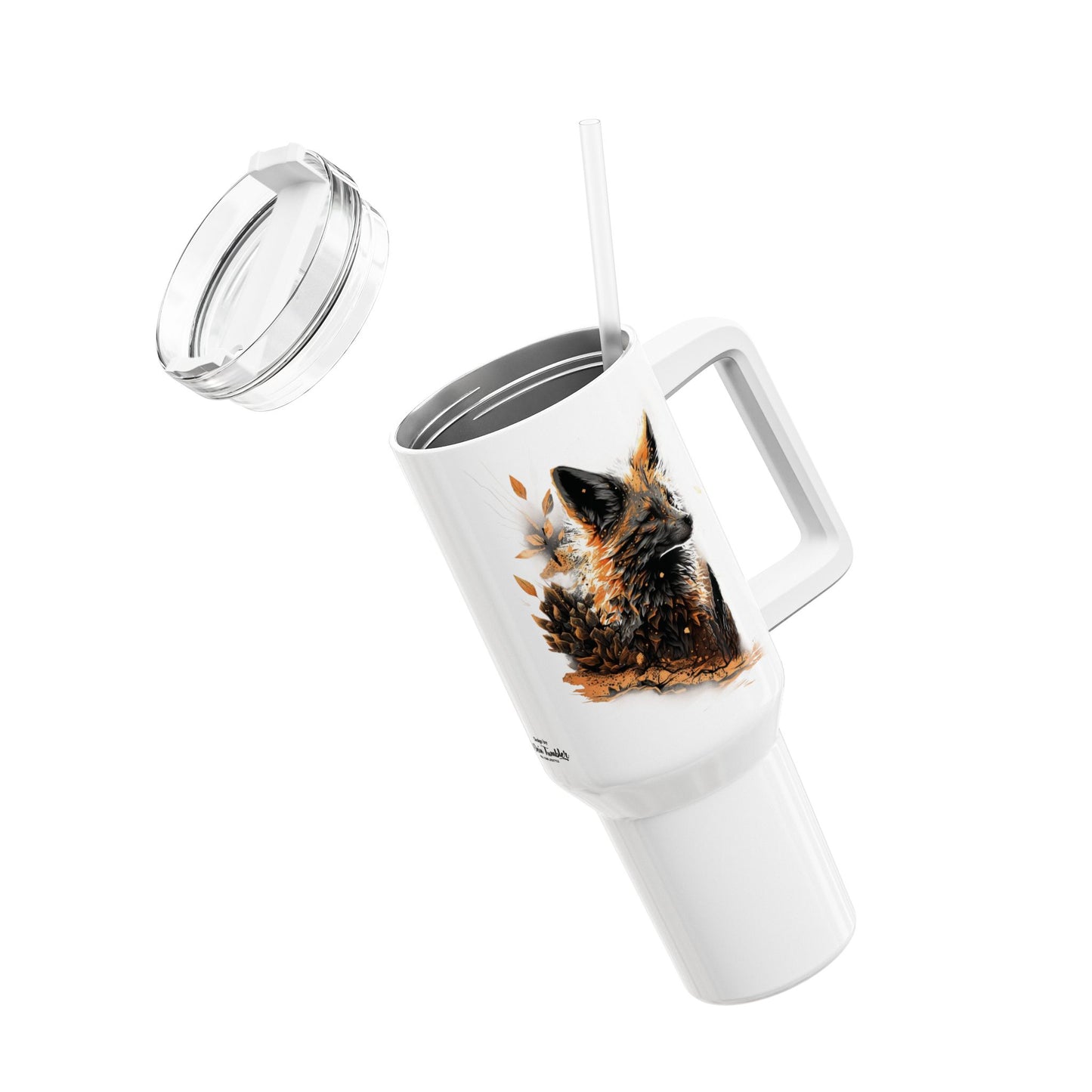 Tumbler-Becher, Edelstahl, Thermobecher, 1182 ml in weiß, Motiv: Wüstenfuchs-Splash