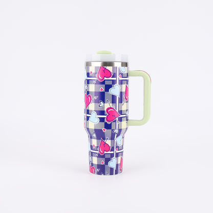 Tumbler-Becher Edelstahl Thermobecher mit Griff Deckel und Strohhalm mit verschiedenen Designs 40oz 1200ml