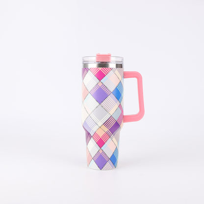 Tumbler-Becher Edelstahl Thermobecher mit Griff Deckel und Strohhalm mit verschiedenen Designs 40oz 1200ml