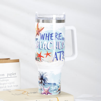 Tumbler-Becher Edelstahl Thermobecher mit Griff Deckel und Strohhalm mit verschiedenen Designs 40oz 1200ml