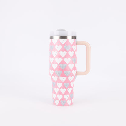 Tumbler-Becher Edelstahl Thermobecher mit Griff Deckel und Strohhalm mit verschiedenen Designs 40oz 1200ml