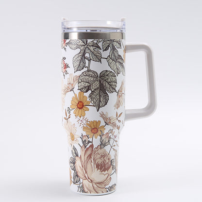 Tumbler-Becher Edelstahl Thermobecher mit Griff Deckel und Strohhalm mit verschiedenen Designs 40oz 1200ml