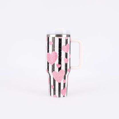 Tumbler-Becher Edelstahl Thermobecher mit Griff Deckel und Strohhalm mit verschiedenen Designs 40oz 1200ml