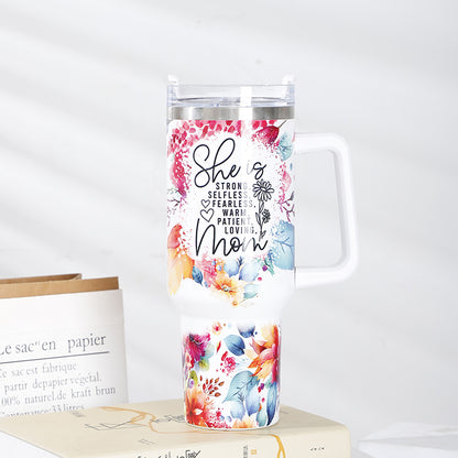 Tumbler-Becher Edelstahl Thermobecher mit Griff Deckel und Strohhalm mit verschiedenen Designs 40oz 1200ml
