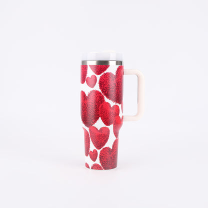 Tumbler-Becher Edelstahl Thermobecher mit Griff Deckel und Strohhalm mit verschiedenen Designs 40oz 1200ml
