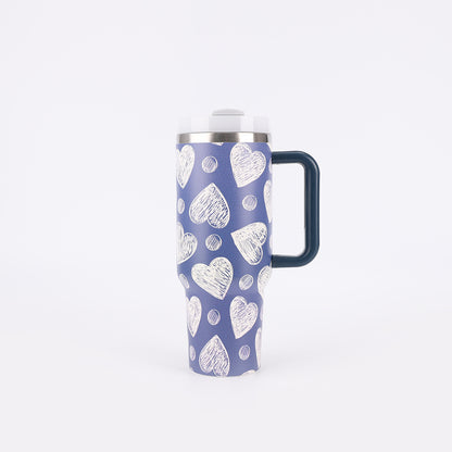 Tumbler-Becher Edelstahl Thermobecher mit Griff Deckel und Strohhalm mit verschiedenen Designs 40oz 1200ml