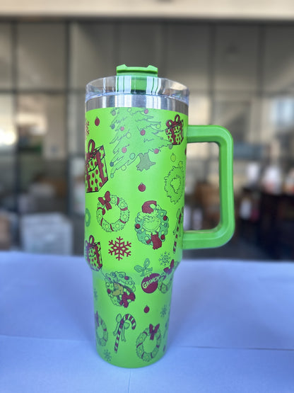 Tumbler-Becher Edelstahl Thermobecher mit Griff Deckel und Strohhalm mit verschiedenen Designs 40oz 1200ml