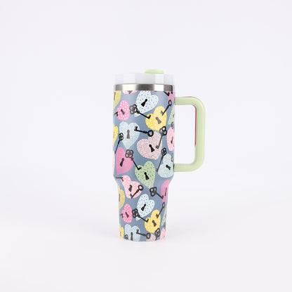 Tumbler-Becher Edelstahl Thermobecher mit Griff Deckel und Strohhalm mit verschiedenen Designs 40oz 1200ml