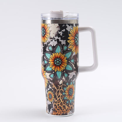 Tumbler-Becher Edelstahl Thermobecher mit Griff Deckel und Strohhalm mit verschiedenen Designs 40oz 1200ml