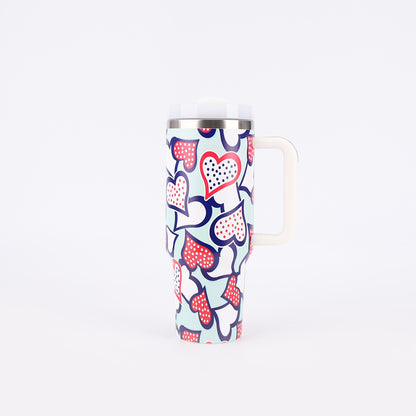 Tumbler-Becher Edelstahl Thermobecher mit Griff Deckel und Strohhalm mit verschiedenen Designs 40oz 1200ml