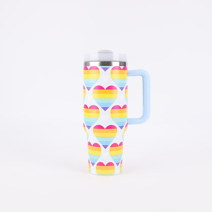 Tumbler-Becher Edelstahl Thermobecher mit Griff Deckel und Strohhalm mit verschiedenen Designs 40oz 1200ml