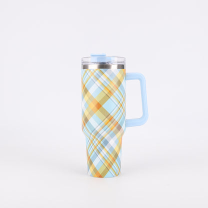Tumbler-Becher Edelstahl Thermobecher mit Griff Deckel und Strohhalm mit verschiedenen Designs 40oz 1200ml