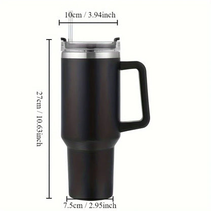 Tumbler-Becher Edelstahl Thermobecher mit Griff Deckel und Strohhalm Auslaufsicher 40oz 1200ml
