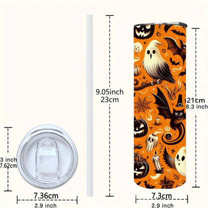 Edelstahl Tumbler Thermobecher – Halloween Designs, doppelwandig & auslaufsicher für heiße und kalte Getränke 600ml